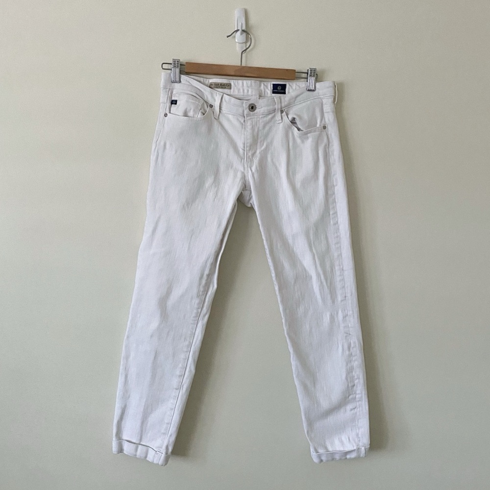 AG Adriano Goldschmied Cigarette Stilt Roll Up Jeans in White 28 R